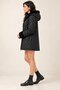 Women's Black Hooded Fur-Trimmed Quilted Jacket with Zip Detail HZL28W-BD5197 - 3