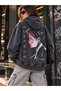 Unisex Washed Fabric Oversized Hoodie with Front and Back Print and Zipper Closure, Romance. - 3