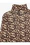 High Neck Bambi Patterned Blouse Long Sleeve Slim Fit - 3