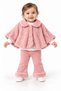 Baby Girl Plush Romper with Pearl Buttons, 3-Piece Set, Plush-Lined Legs, 9–24 Months. - 2