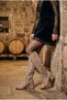 Women's Knee-High, Chunky-Heel, Round-Toe, Zippered Long Boots - Noa - Beige Suede - 4