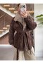 Arctic Velvet Coat with a Belted, Fishbone-Patterned Back - 2