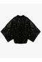 High Neck Long Bat Sleeve Sequined Blouse Loose Fit - 2