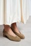Samia Rome Beige Suede High-Cut Block Heel Women's Ballet Flats - 7