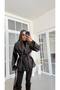 New Season Women's Wrap-Neck, Belted, Midi-Length Leather Trench Coat.