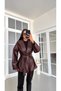 New Season Women's Wrap-Neck, Belted, Midi-Length Leather Trench Coat. - 2