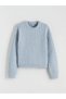 Girls' Knit Sweater with a Crew Neck and Braided Hair Pattern (W5) - 2
