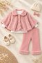 Baby Girl Plush Romper with Pearl Buttons, 3-Piece Set, Plush-Lined Legs, 9–24 Months. - 3