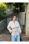 New Season Belted Double-Breasted Collar Midi Oversize Cashmere Coat - 5