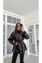 New Season Women's Wrap-Neck, Belted, Midi-Length Leather Trench Coat. - 2