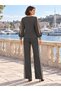 Valeria Women's Crepe Blouse and Pants Set with Crystal Ribbon Detail. - 3