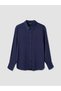 Peak New Season Navy Blue Loose Fit Satin Women's Shirt. - 5