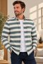 Men's Striped Lumberjack Shirt, Button-Down, with Pockets, Thick Fabric, Casual Shirt. - 2