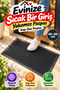Yakamoz 40X60 Black Patterned Doormat, Rectangular Framed Entrance Mat for Home Use.