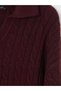Peak New Season Plum-Colored Polo Neck Patterned Women's Knit Sweater. - 2