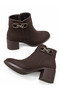 Women's Emerald Smoked Silver Stone Buckle Modern Zipper Ankle Boots with Thick Heels. - 4