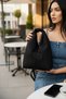 Black Plain Fabric Small Size Hobo Model Handbag - 5