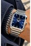 - Classic Model Men's Wristwatch - Silver Color, Navy Blue Dial, Presented in a Stylish Gift Box + Chain Bracelet
