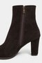 Ken Bitter Coffee Suede Leather Zipper Detail Pointed-Toe Chunky Heel Women's Boots - 7