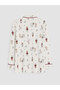 Peak New Season Ecru Shirt Collar Patterned Women's Pajama Set - 8