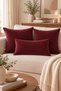 Burgundy Decorative Pillow Cover Set of 3: 2 Pieces 45X45 cm + 1 Piece 30X50 Cm. - 2