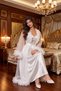 Elegant Two-Piece Nightgown and Dressing Gown Set with Tulle Detailing, Perfect as a Bridal Set.