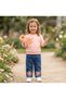 100% Cotton Sweatshirt with Tulle Details, Soft Denim 2-Piece Girls' Set, 2-5 Years, Salmon Color.