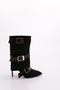 12024 Women's Heeled Boots with Buckle Detail