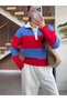 Polo Collar Wool Textured Striped Knitwear - 2