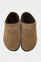 Alos Rome Beige Suede Leather Flat Sole Women's Clogs with Fur-Lined Design - 7