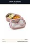 Compartmented Stainless Steel Lunch Box with Clip-On, Leak-Proof Lid, Pink. - 4