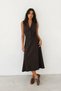 Women's Coffee-Colored Skirt with Striped Detail