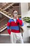 Polo Collar Wool Textured Striped Knitwear