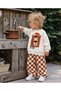 Boys and Girls Printed 3-Thread Cotton Sweatshirt and Checkered Pants Set