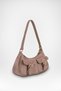 Women's Roma Dark Mink Suede Baguette Handbag and Shoulder Bag with Two Flaps, Pockets, Buckle, and Zipper Closure. - 2