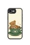 iPhone 16E Vorian Black Hole Case, Green Cup with Teddy Bear.