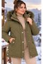 Women's Plus Size Nova Fabric Lightweight, Velvet-Textured, Faux Fur-Trimmed, Detachable Hooded, Quilted-Lined Winter Jacket - 8