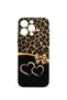 iPhone 13 Pro Vorian Camera Protective Case with Gold Heart and Leopard Print.