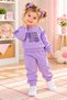 Girls' Lilac Purple Tracksuit – Floral Print Ruffle-Sleeve Sweatshirt and Jogger Pants, 2-Piece Set. - 3