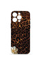 iPhone 15 Pro Vorian Camera Protective Case, Dark Leopard Flower Design.