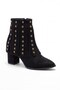 Women's thick-soled, pointed-toe, studded, tasseled black western-style boots, nada. - 5
