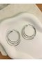 Three-Row Hoop Silver Earrings - 2