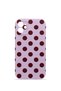 iPhone 12 Vorian Camera Protective Case, Lilac Burgundy Polka Dot Design.