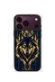 iPhone 18 Pro Max Vorian Black Hole Case, Navy Blue with Gold Accents.