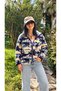Women's Floral Patterned Soft-Textured Plush Sweatshirt Jacket with Pockets. - 2