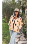 Women's Floral Patterned Soft-Textured Plush Sweatshirt Jacket with Pockets. - 2