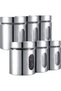 6 Pack 20 oz Stainless Steel Kitchen Canisters with Window, Silver