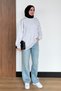Women's 3-Ply Brushed Inside Crew Neck Basic Modest Sweatshirt 3269 Gray Melange - 4