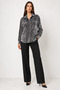 Women's Gray Velvet Shirt, Long Sleeve, Button-Down Collar, Stylish, Casual, New Season. - 2