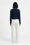 Women's Navy Blue Thin Knit Cardigan, Long Sleeve. - 2
